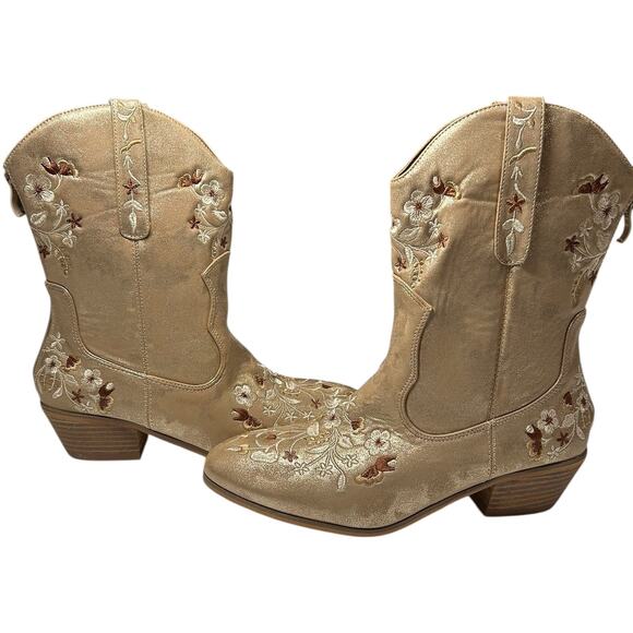 Comfortview Womens Wide Width Wide Calf Irma Embroidered Cowboy Boot Size 10W - Picture 3 of 6